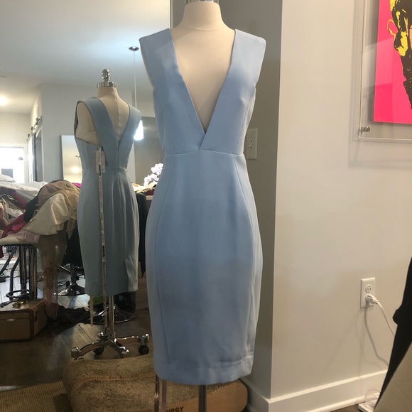 House Of CB, 'Selma' Light Blue plunge Crepe Dress, Size Small - NWT - Picture 8 of 12